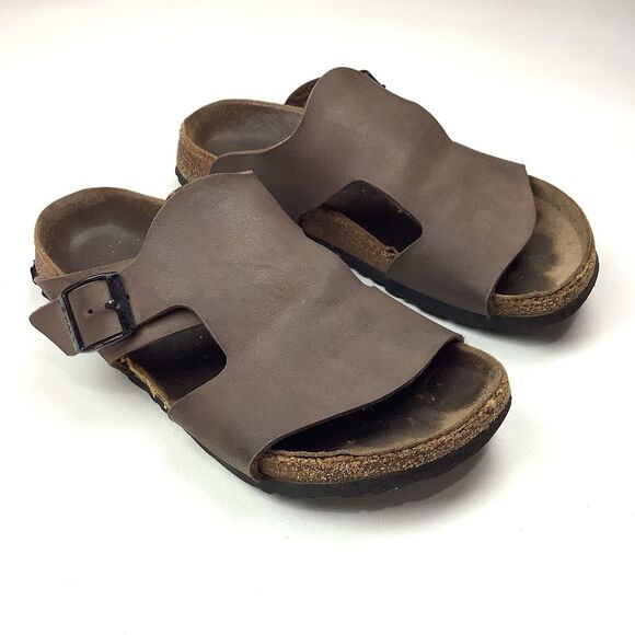 Birki's by Birkenstock Brown EU 39 US Women 8 Men 6 Open Peep Toe Sandals Slides - Picture 1 of 15